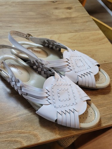 White leather slingback sandal - white,